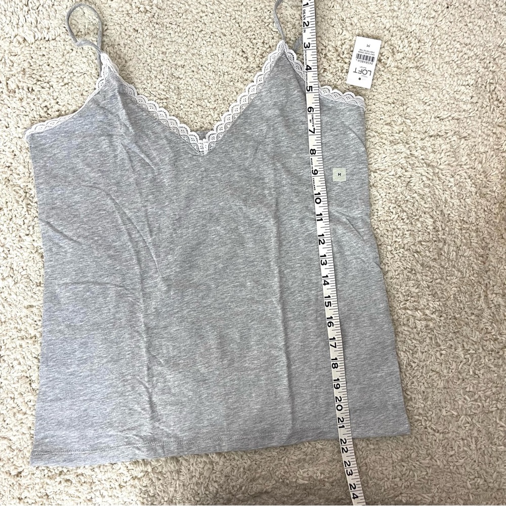 LOFT Women's Grey Lace Trim Camisole Top - Picture 3 of 6